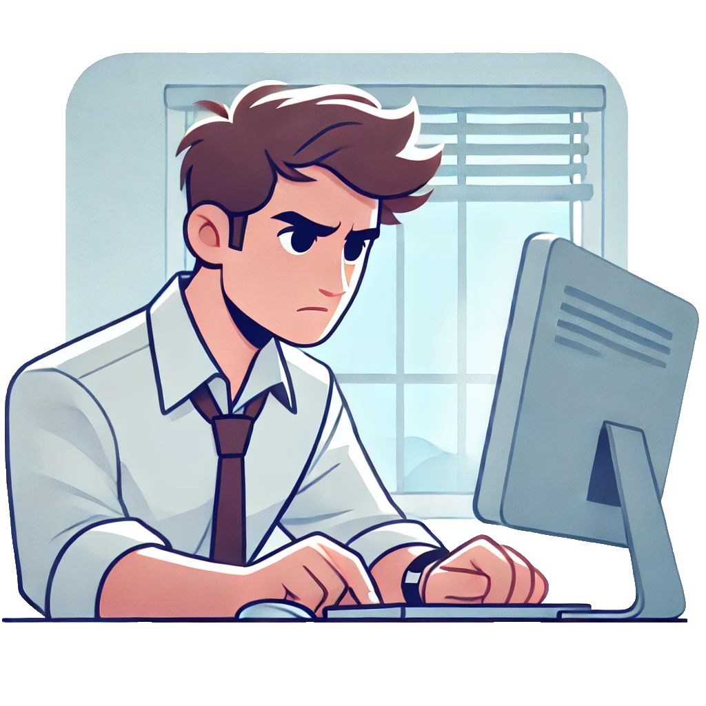 Man sitting at desk, using a computer